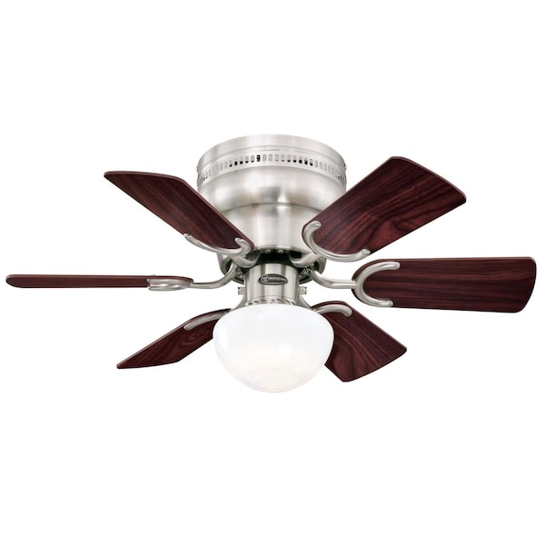 Westinghouse Petite 30" 6-Blade Nickel Indoor Ceiling Fan w/Dimmable LED Light 7230700 - main
